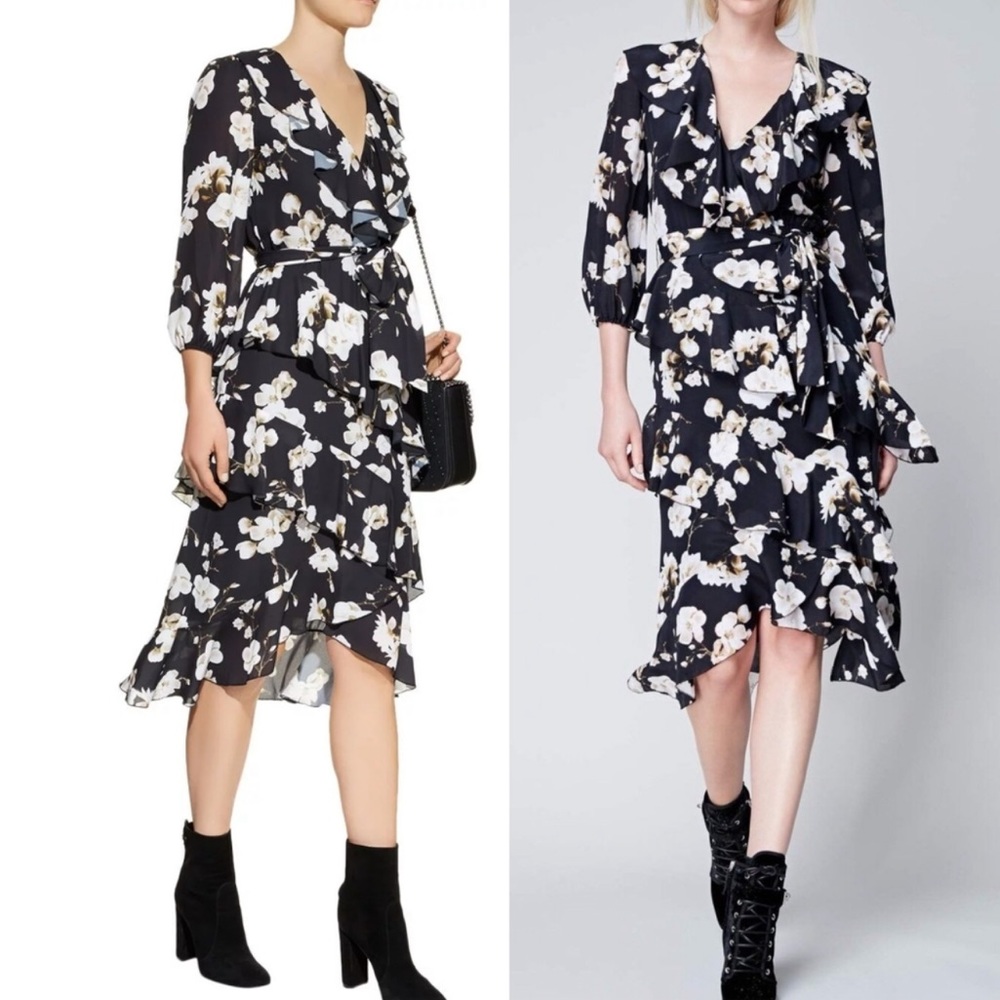 Alice & Olivia - Kye floral ruffle flow midi wrap dress - Picture 3 of 11